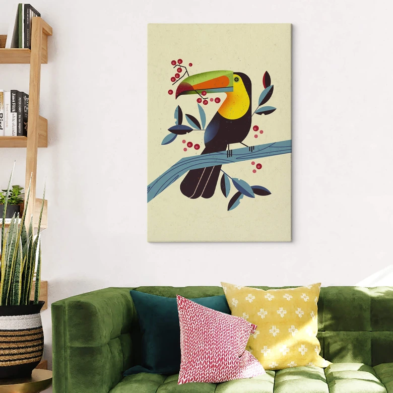 Obraz na płótnie Tropikalny ptak - Tukan - Brązowy 