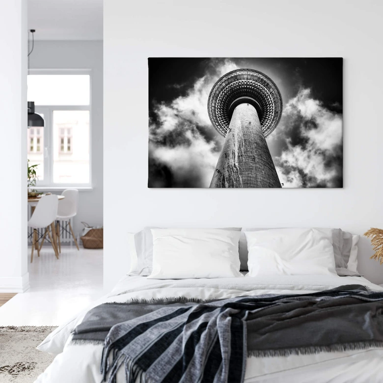 Canvastavla i brunt - Berlins tv-torn 