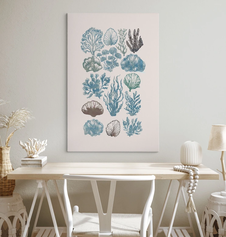 Canvas schilderij Filigraan algen en schelpen | onderwaterplanten - casa cartissi 