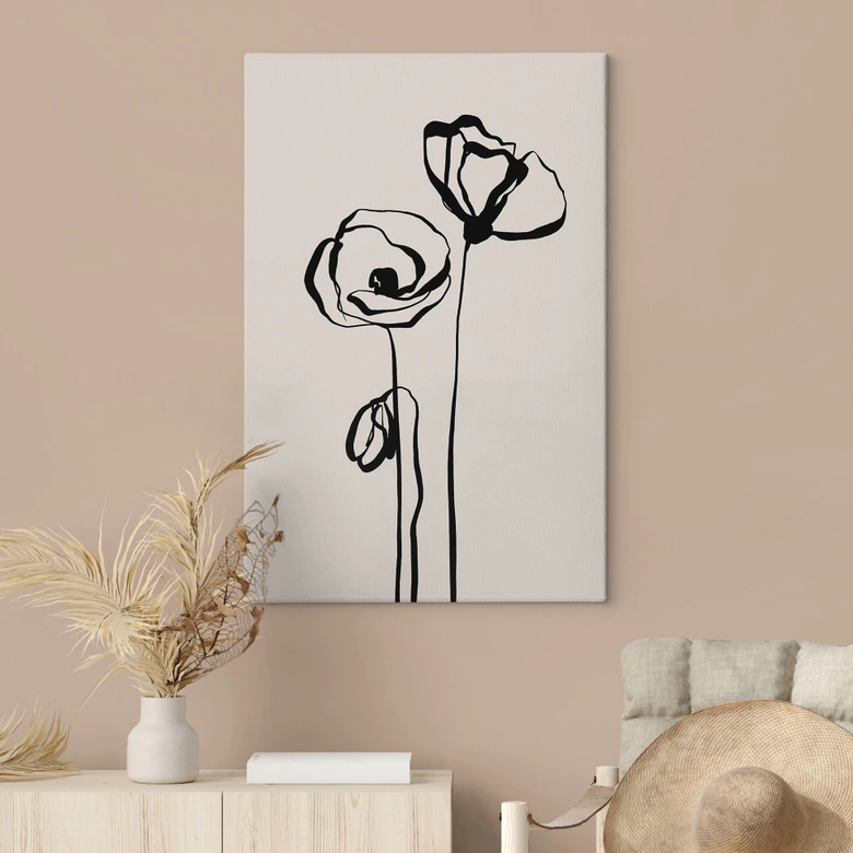 Lienzo Line Art Dos Amapolas - Cats & Dotz 