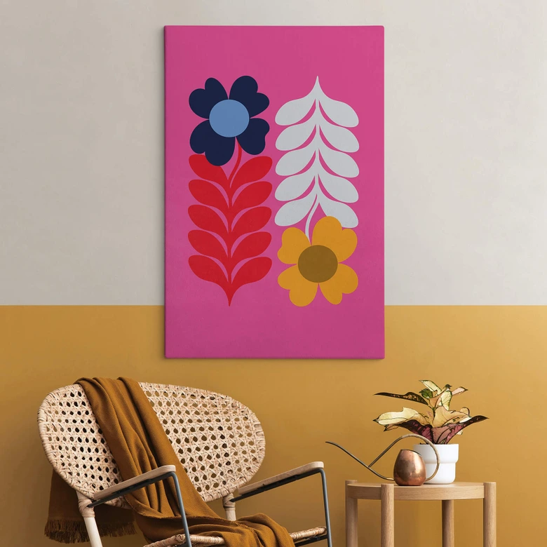 Leinwandbild Collett - Bunte Retroblumen 