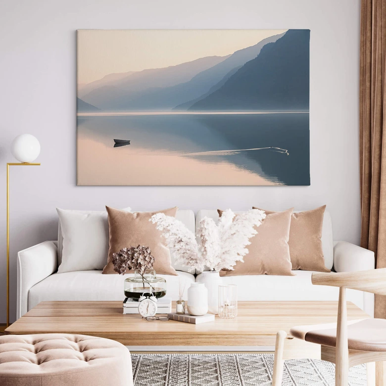 Leinwandbild Davidsson - See und Berge in malerischer Harmonie 