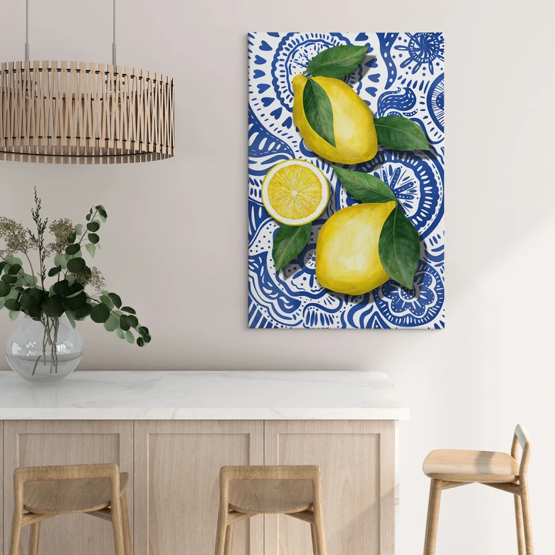 Cuadro Lienzo Limones de Sicilia | Decoración mediterránea de pared para la cocina - EMELIEmaria 