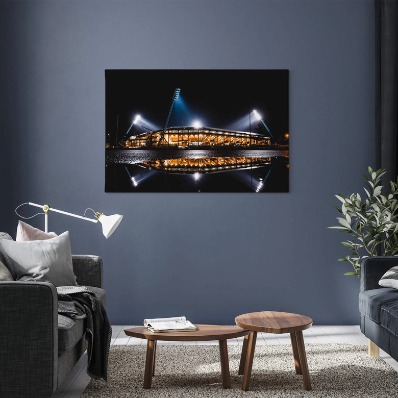 Leinwandbild FC Hansa Rostock Stadion bei Nacht - 60x40 cm 