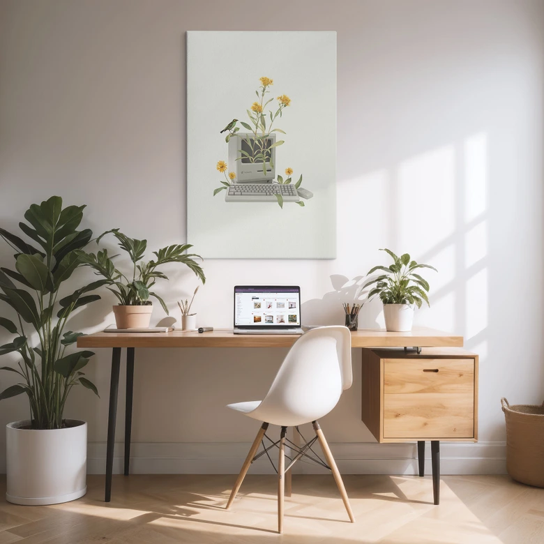 Leinwandbild Vintage Botanik-Computer - Frida Floral Studio 