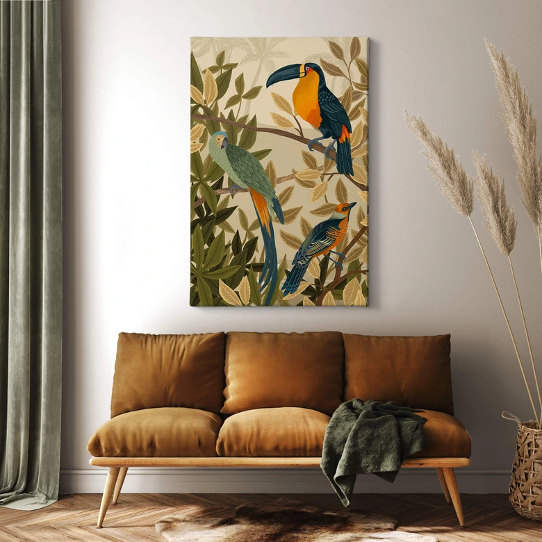 Canvas Goed Blauw - Vogels in een Paradijs 