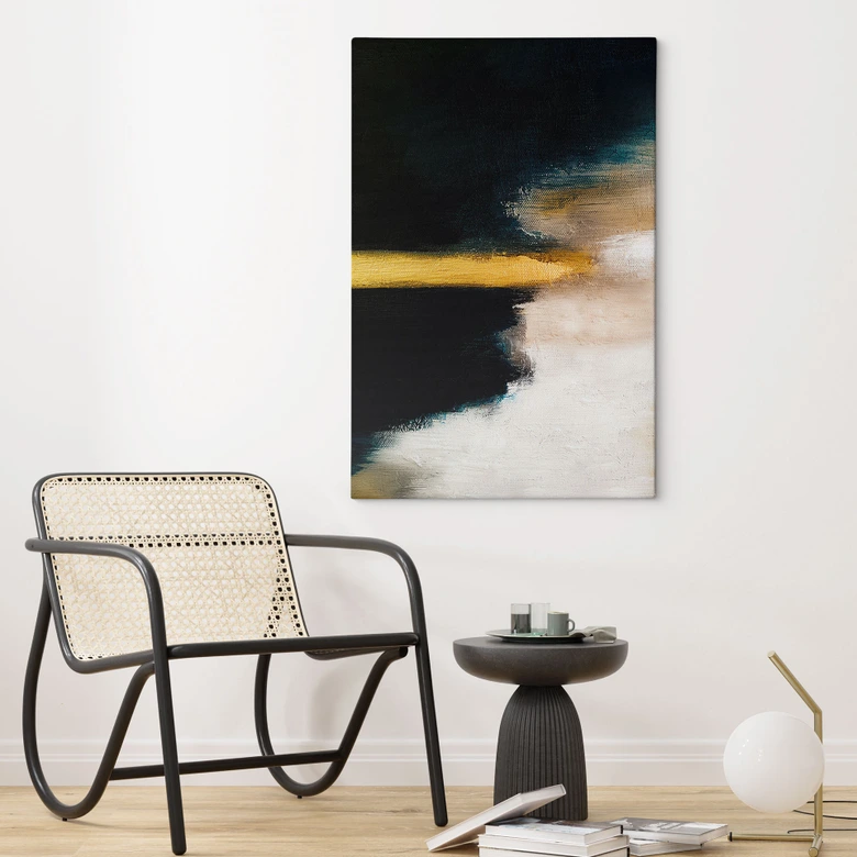 Canvas Print Brush strokes gold and black - Haniff 