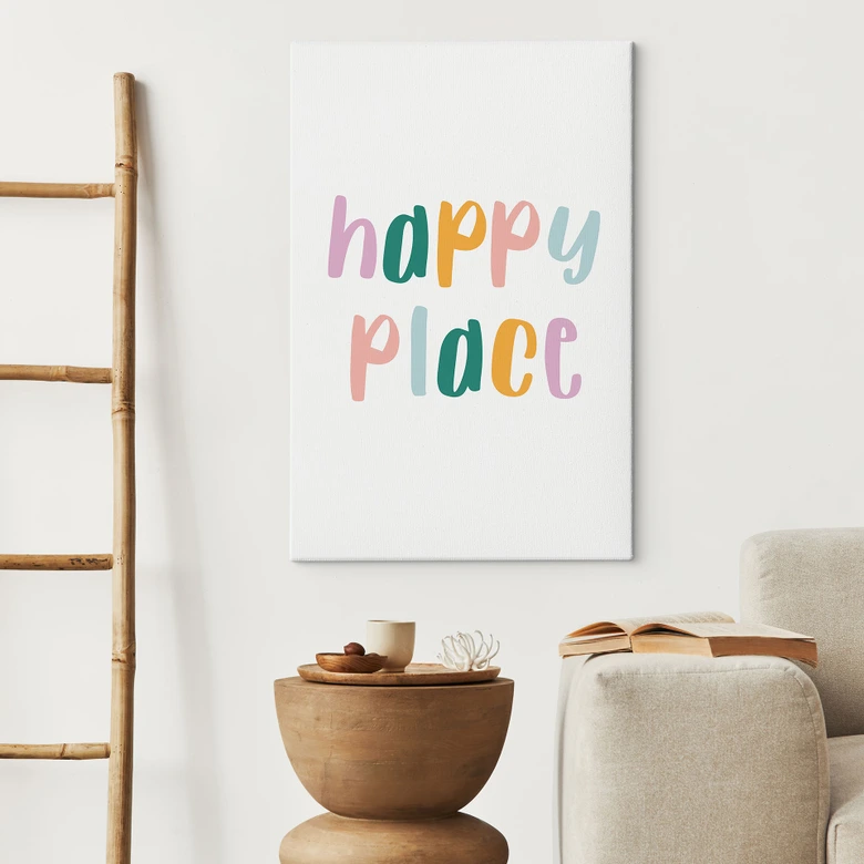 Leinwandbild Spruch - Happy place 