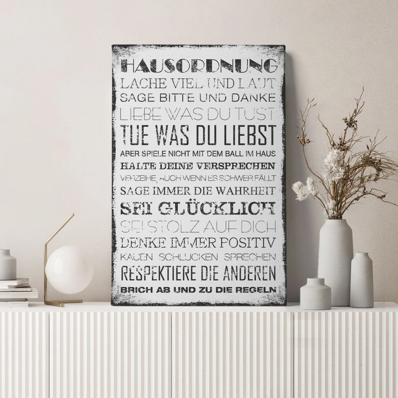 Leinwandbild Hausordnung 