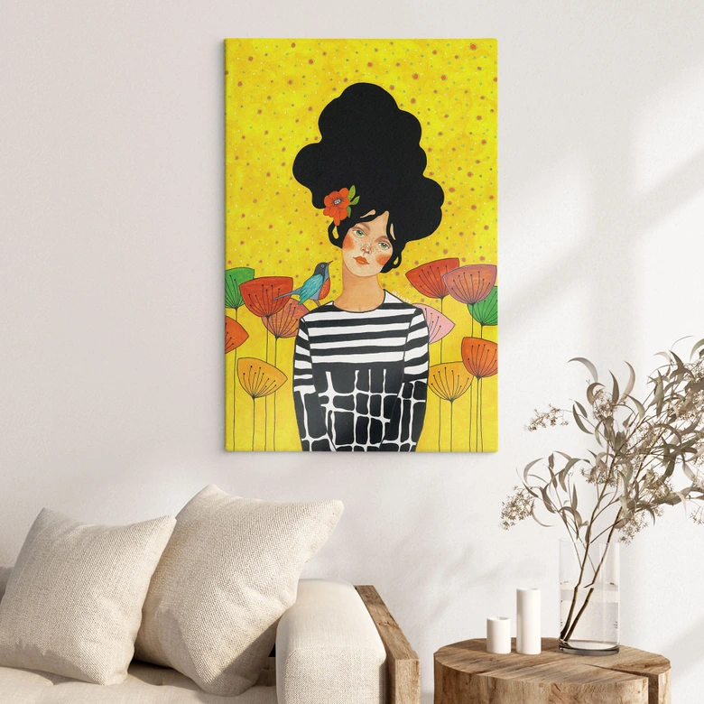 Canvas schilderij bloemenmeisje in zomertuin - Hülya 