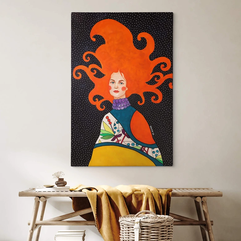 Leinwandbild Frau mit flammendem Haar - Hülya 