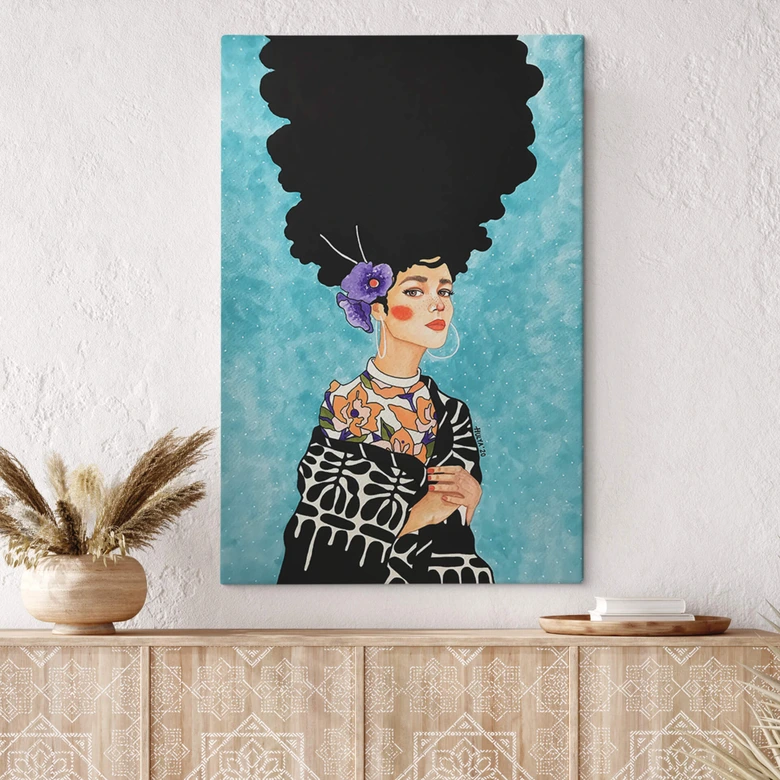 Obraz na płótnie kobieta z fioletowym hibiskusem we włosach - Hülya 