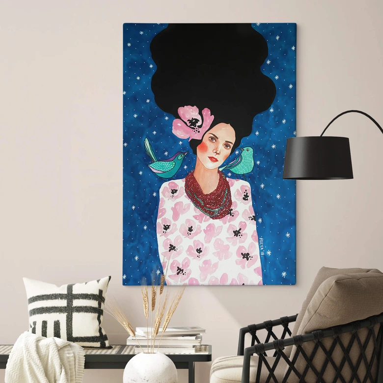 Lienzo Mujer bajo el cielo estrellado - Hülya 