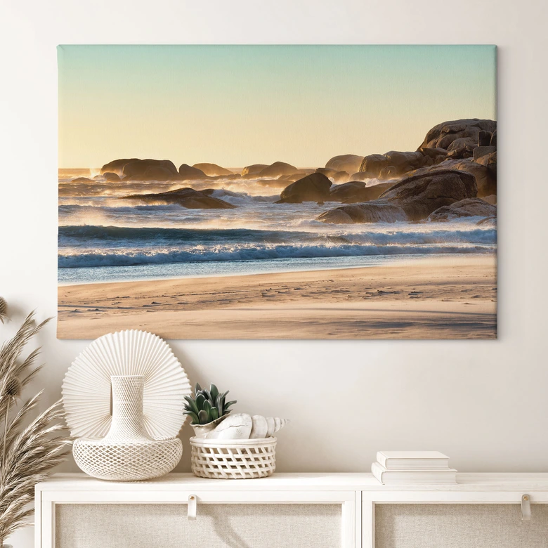 Leinwandbild Strandküste bei Sonnenaufgang in Afrika - Hugonnard 