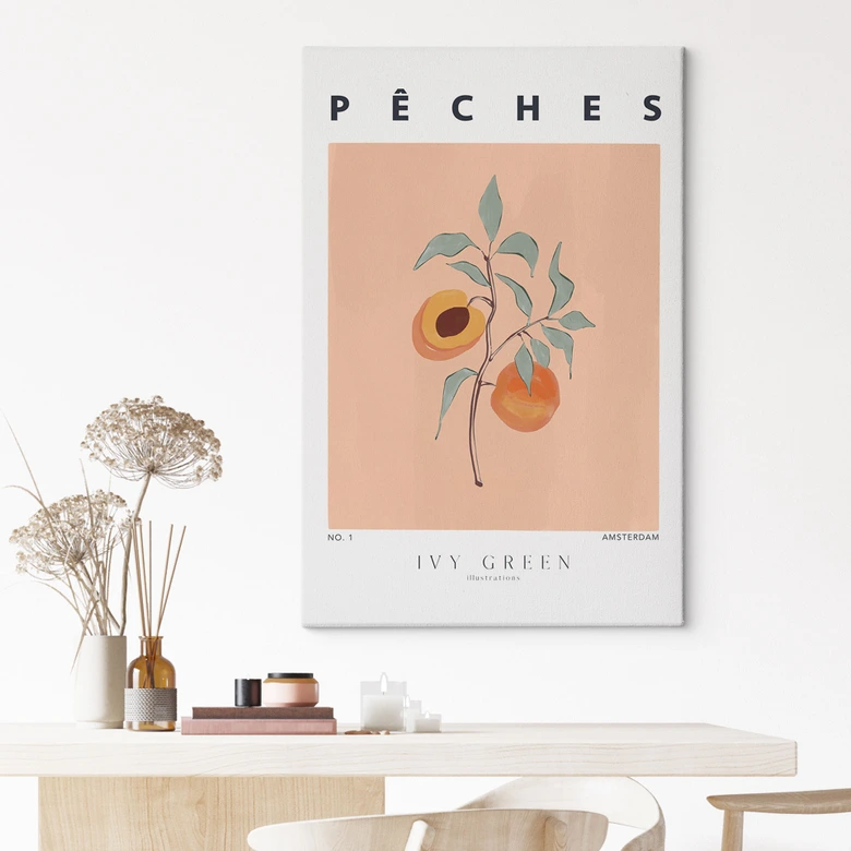 Leinwandbild Saftige Pfirsiche - Ivy Green Illustration 