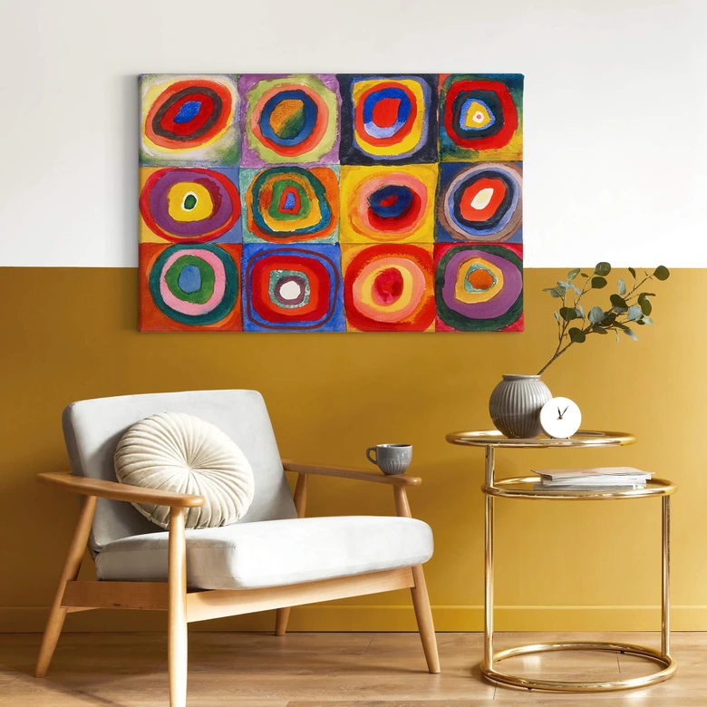 Lienzo Kandinsky - Estudio de color cuadrados y anillos concéntricos 