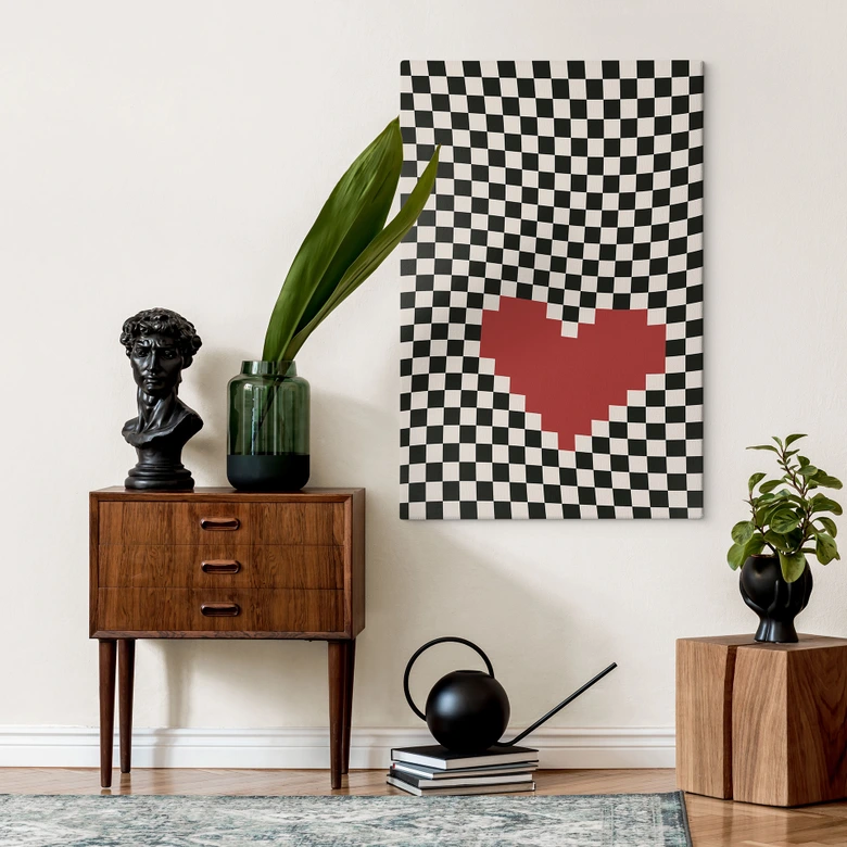 Leinwandbild Optische Illusion: Herz im Pixelstil - Kerr-Dineen 
