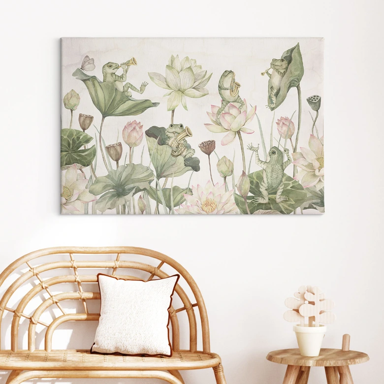 Canvas Kikkerorkest op waterlelies - Kikki Belle 