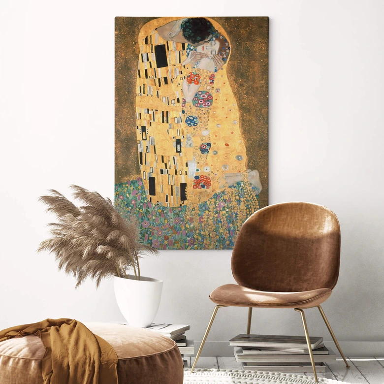 Leinwandbild Kunstdruck Klimt - Der Kuss 