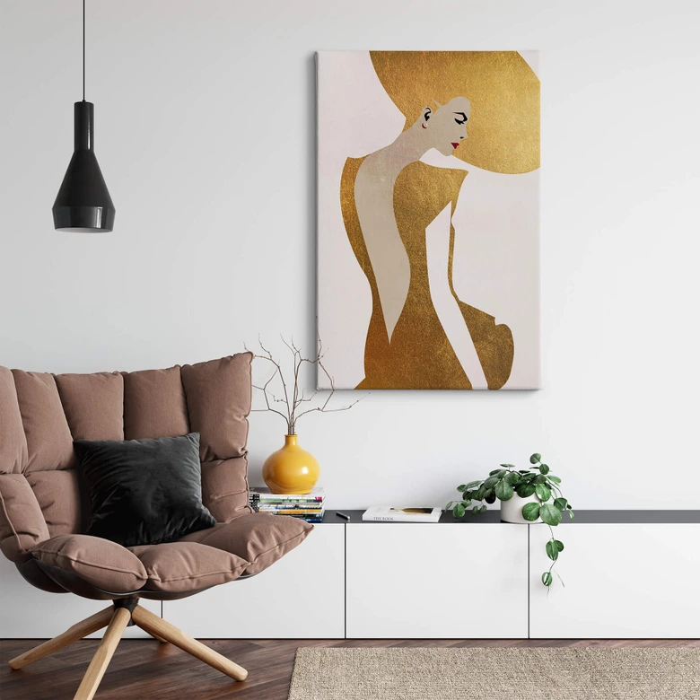 Lienzo Kubistika - La dama del vestido dorado 