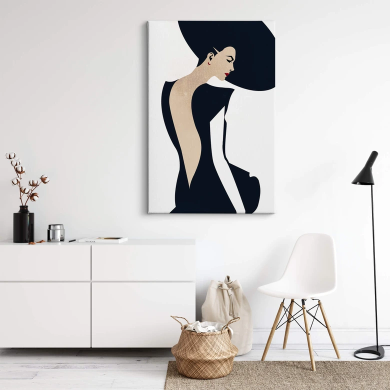 Leinwandbild Kubistika - Die Dame im schwarzen Kleid 