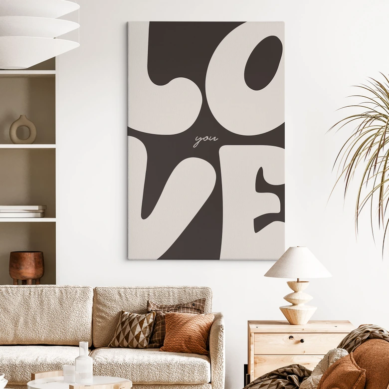 Tableau sur toile Love you Retro Letters 