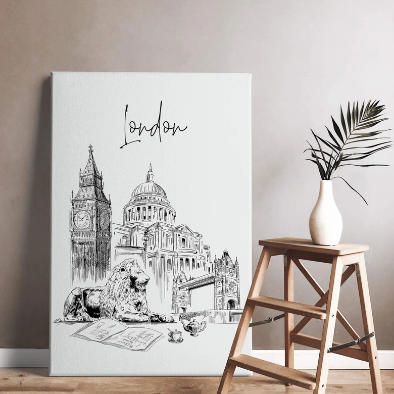 Leinwandbild London - Schwarz-Weiß - Love your City 
