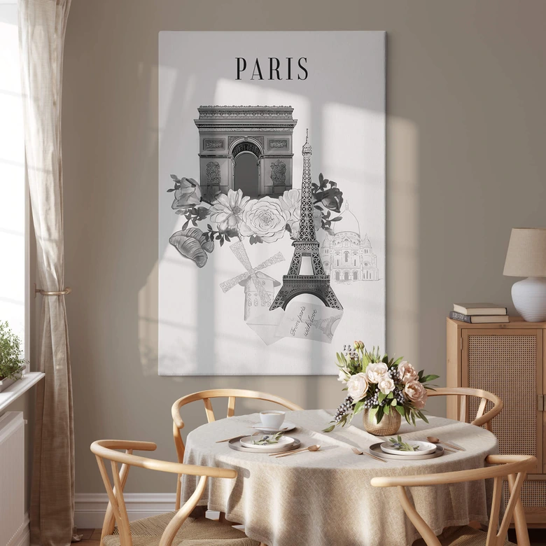 Leinwandbild Paris - Schwarz-Weiß - Love your City 
