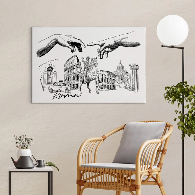 Canvas Love your City - Rome, Italie - zwart wit 