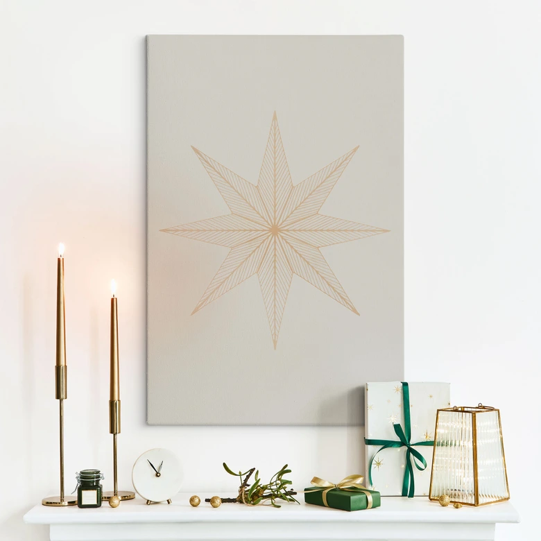 Lienzo Flor de Pascua - Estrella geométrica dorada - Magnusson 