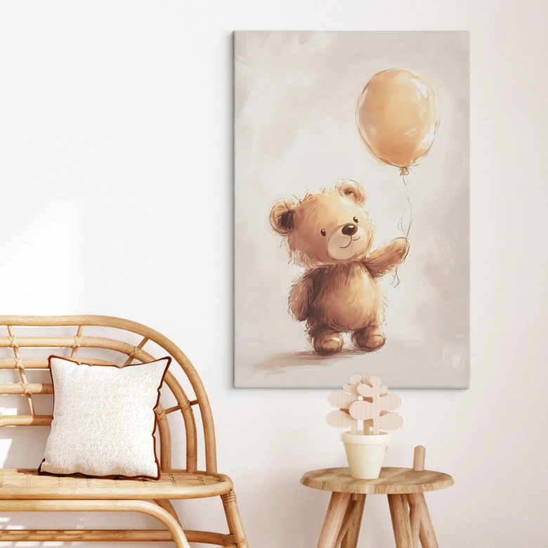 Canvas schilderij Kleine teddybeer met ballon - Magnusson 