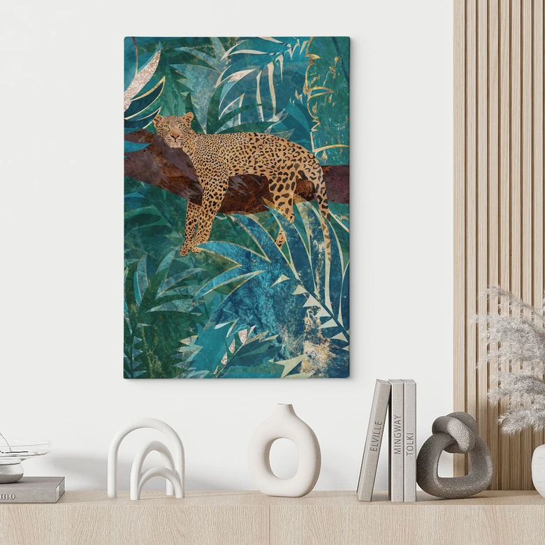 Leinwandbild Leopard im smaragdgrünen Dschungel - Manovski 