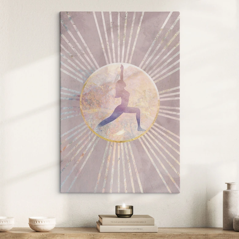 Leinwandbild Yoga Sonnengruß rosa | roségold - Manovski 