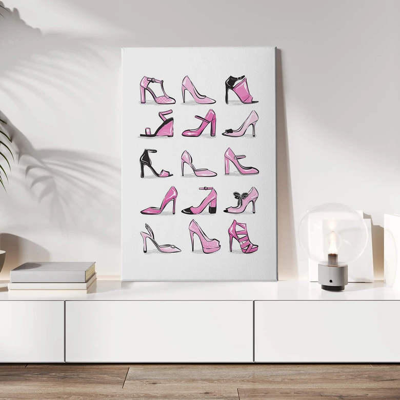 Canvastavla Martina - Rosa stilettklackar 