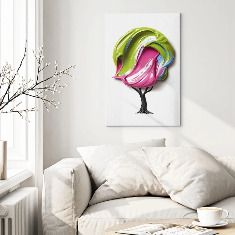 Leinwandbild Baum mit bunter 3D-Krone - Mielu 