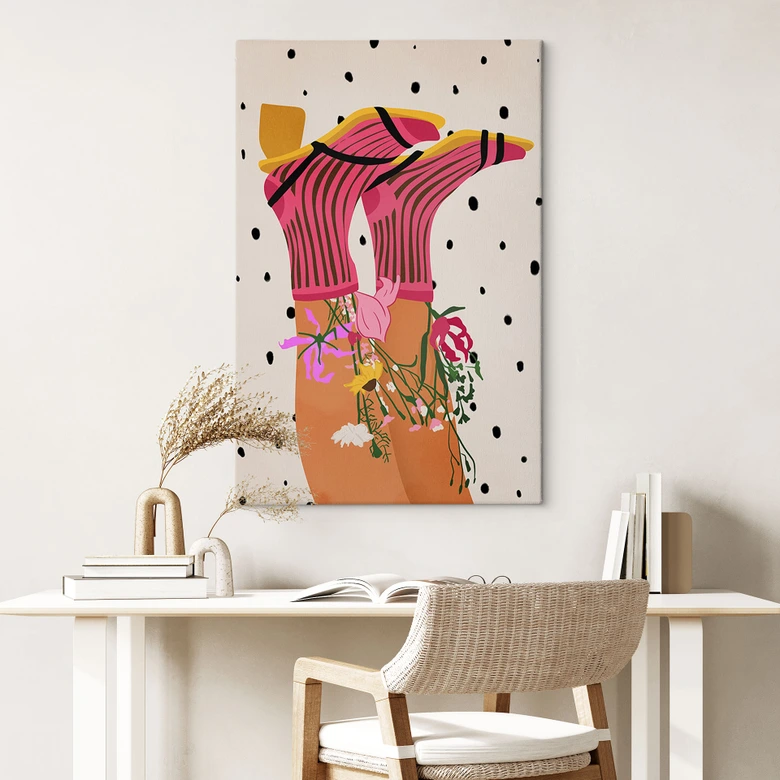 Lienzo en el que el amor por los calcetines se une al poder de las flores - Mokate 