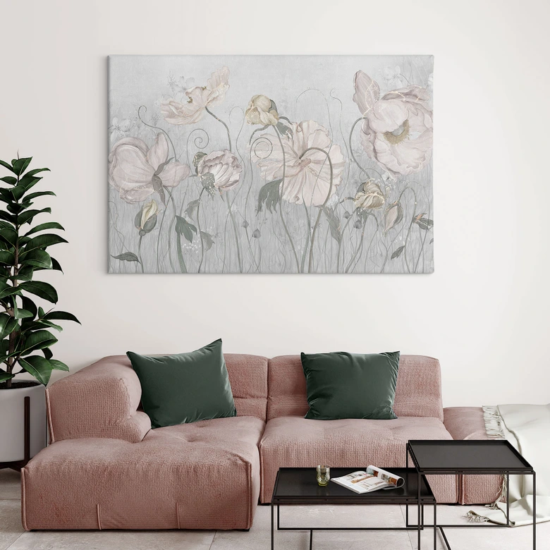 Leinwandbild Blumen im Vintage Stil in Grau - Ms Tiff 