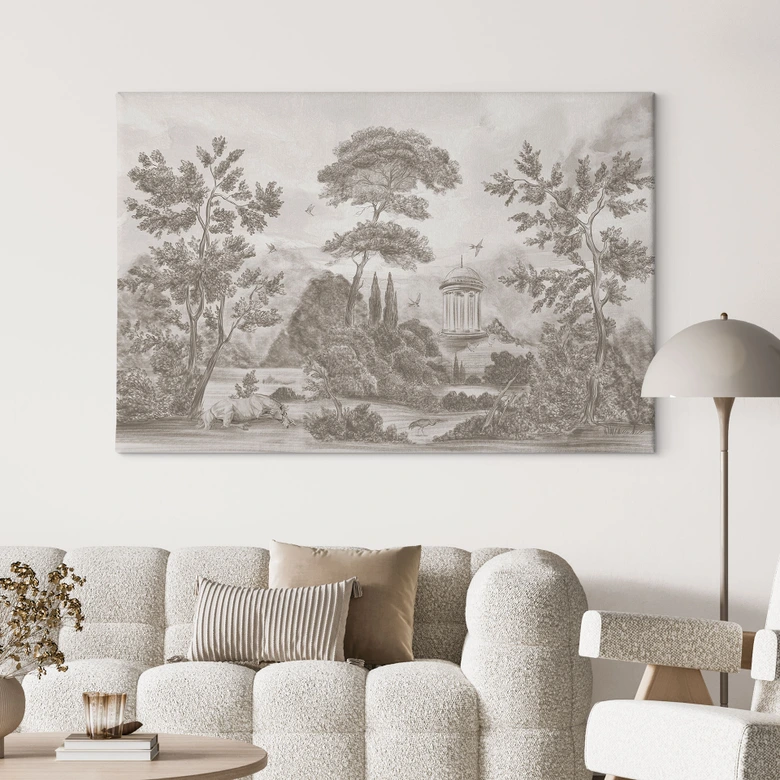 Leinwandbild Landschaft mit Gartenlandschaft in Beige - Ms Tiff 