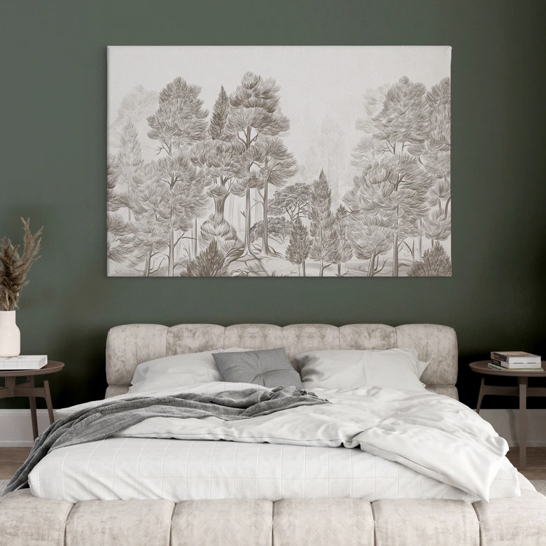 Leinwandbild Wald mit Waldlandschaft in Beige - Ms Tiff 