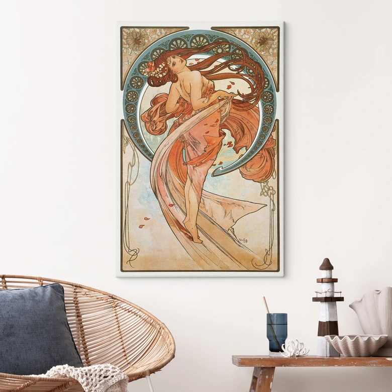 Leinwandbild Kunstdruck - Mucha - Vier Künste: Der Tanz 
