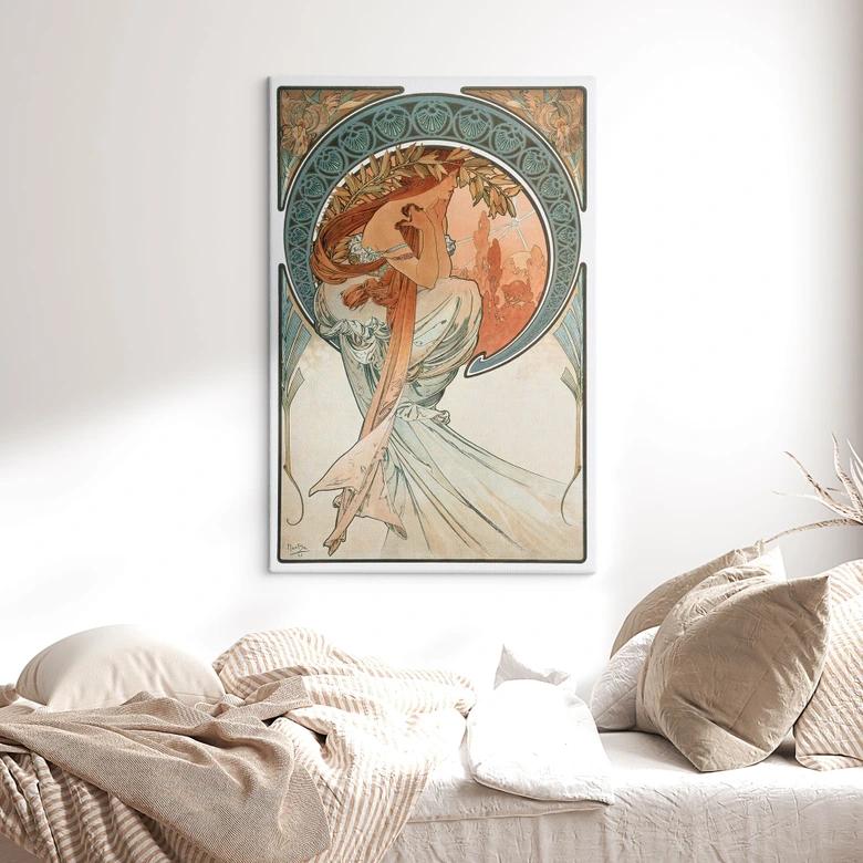 Canvastavla Mucha - Fyra konstarter: Poesi 