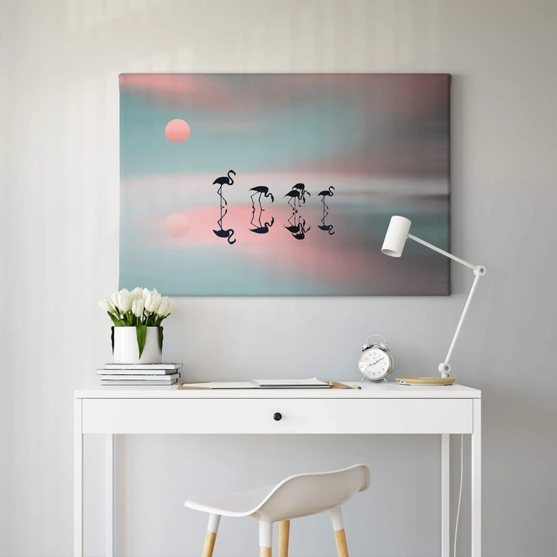 Leinwandbild Natalia - Flamingo Familie 