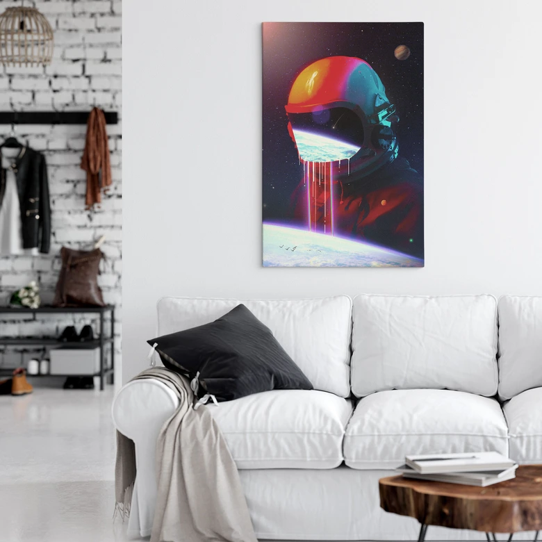 Leinwandbild Astronaut mit Blick auf die Erde - Nicebleed 