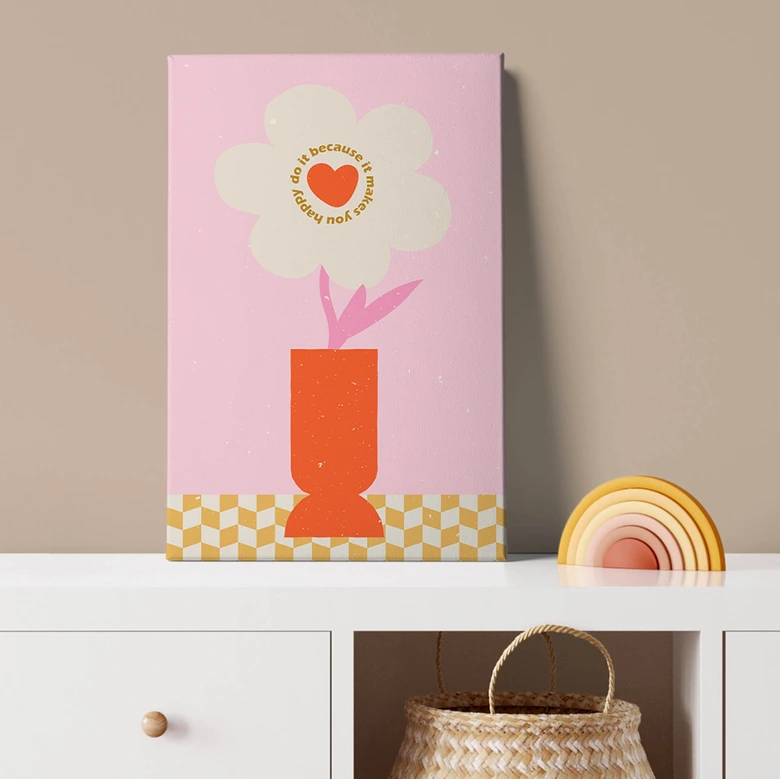 Canvas NKTN - Retro Bloem: Do it Because it Makes you Happy 