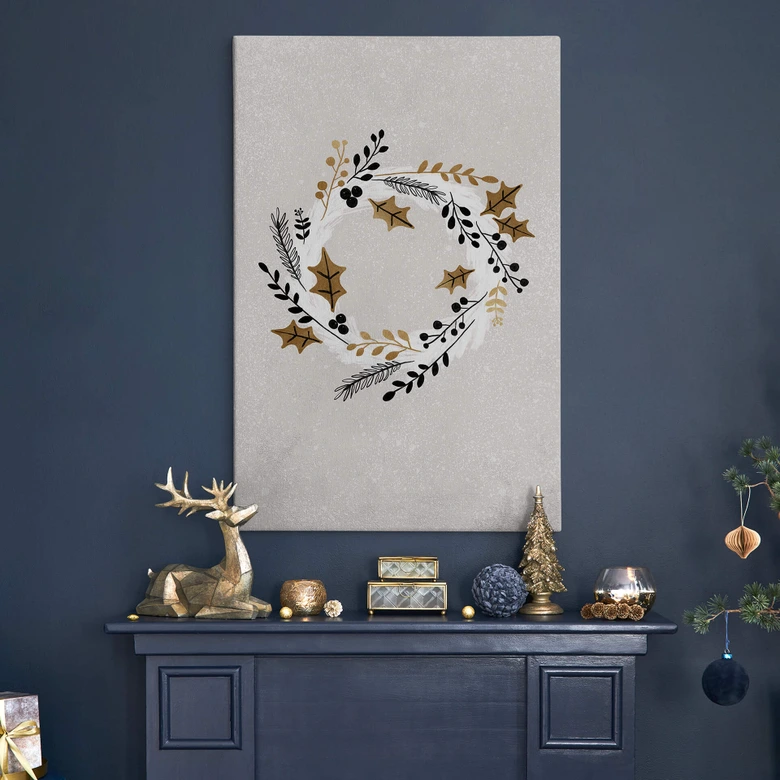 Lienzo Invierno - Corona de Adviento festiva - Orara Studio 