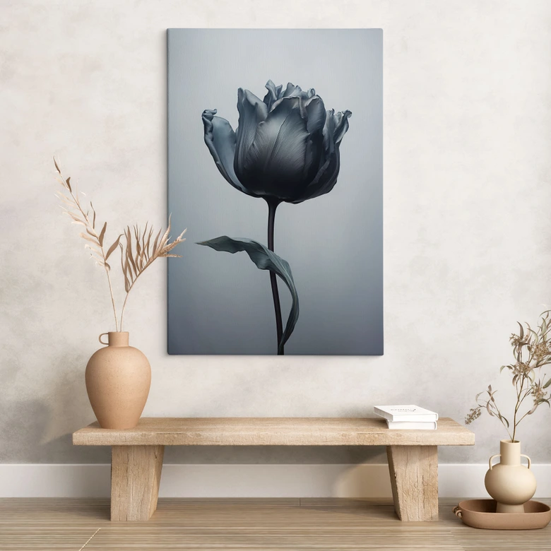 Leinwandbild Samtige Tulpe in Schwarz - Paksoylu 
