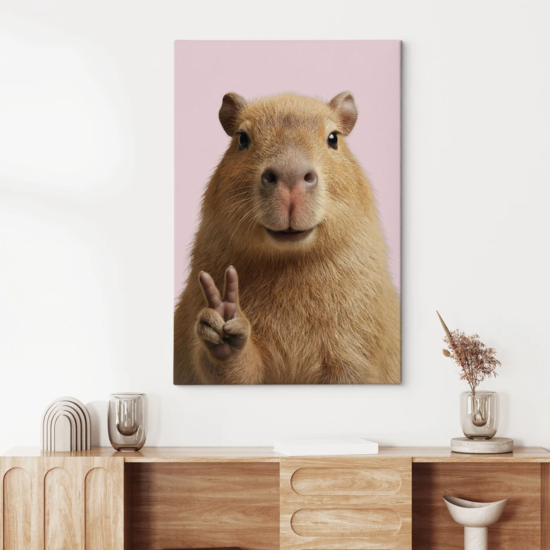 Leinwandbild Peace Capybara 