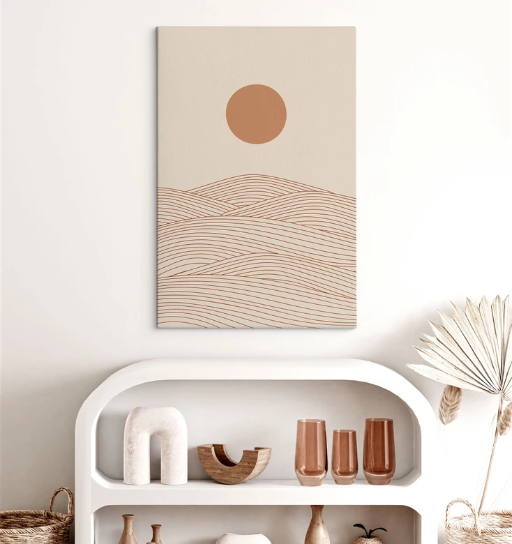 Leinwandbild Sonnenaufgang über der abstrakten Wüste - Playell 