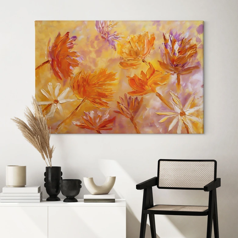 Leinwandbild Goldener Blütenrausch | Botanische Kunst - Pomata 