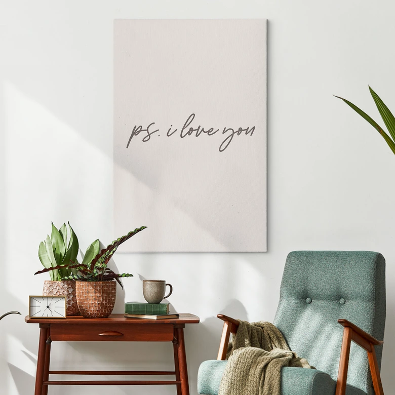 Leinwandbild Ps. I love you | Handschriftliche Typografie 